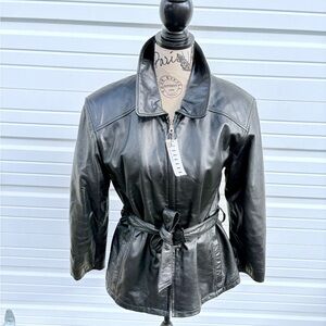 Wilsons Leather Women's Black Belted Jacket